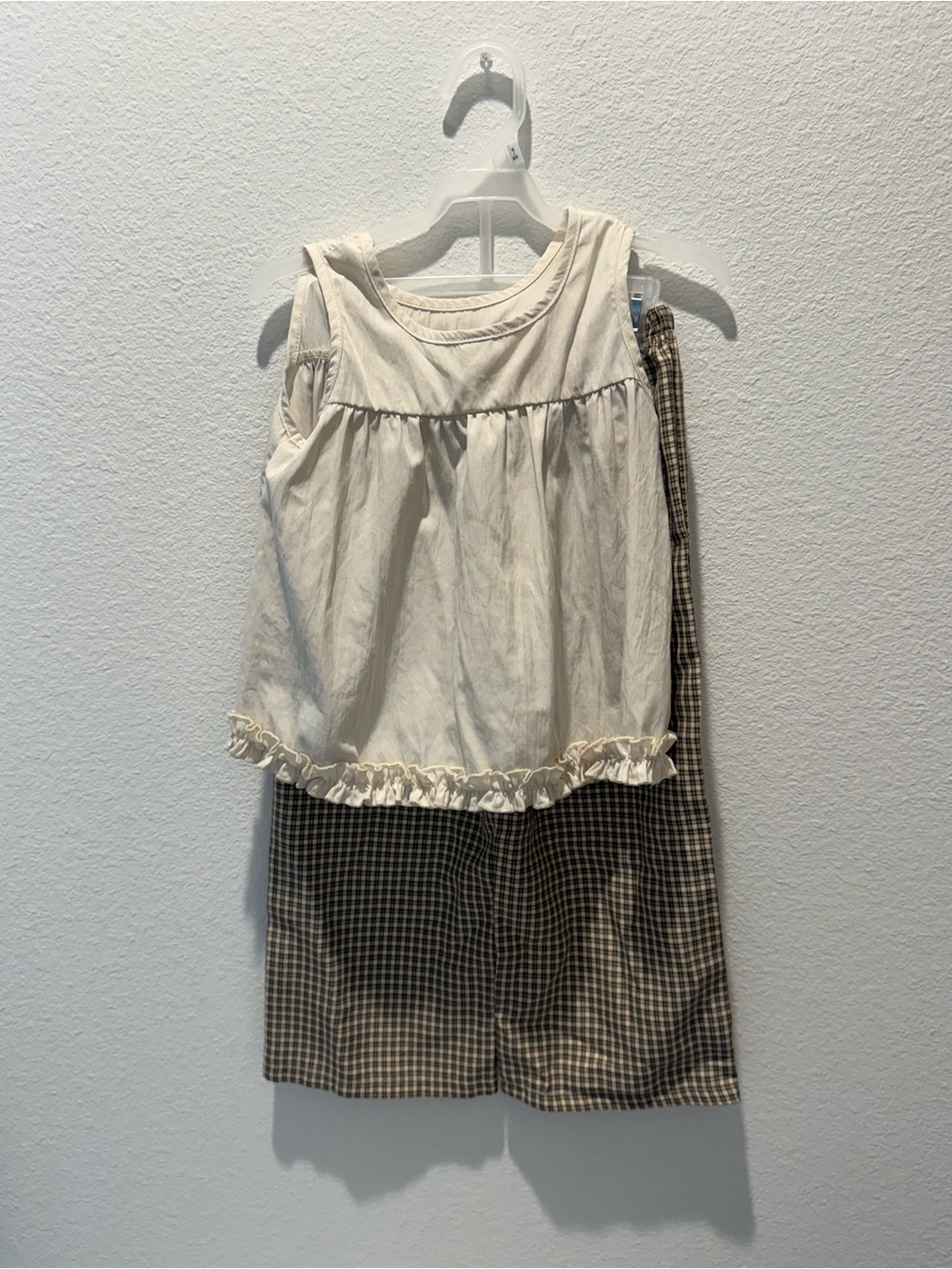 Girls Cream Ruffle Tank Top - SHEIN